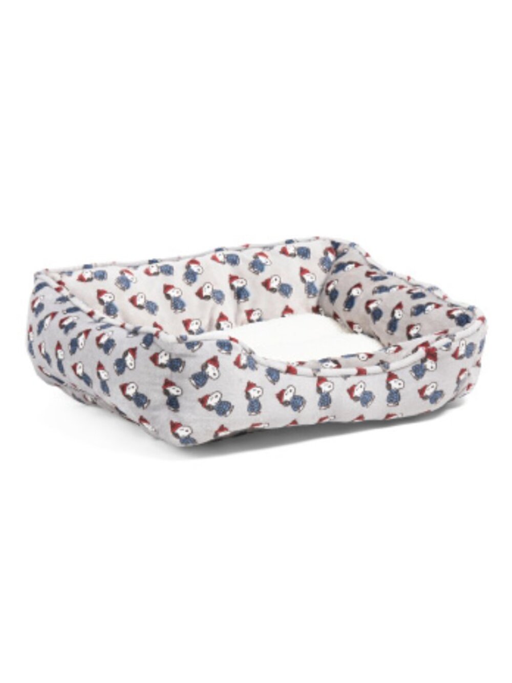 NWT PEANUTS Printed Winter Holiday Plush Cuddler Pet Bed